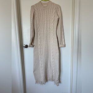 Elegant Cream Cable Knit Dress
